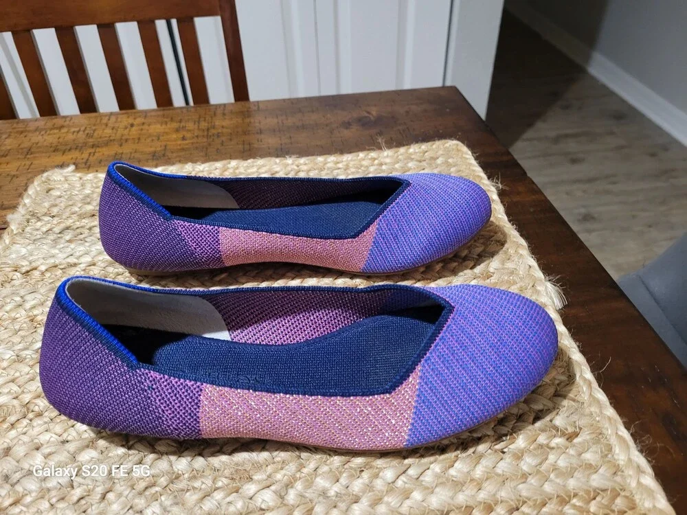 Rothy's Knit Flats Blue Pink Purple Multicolor Women’s 8.5